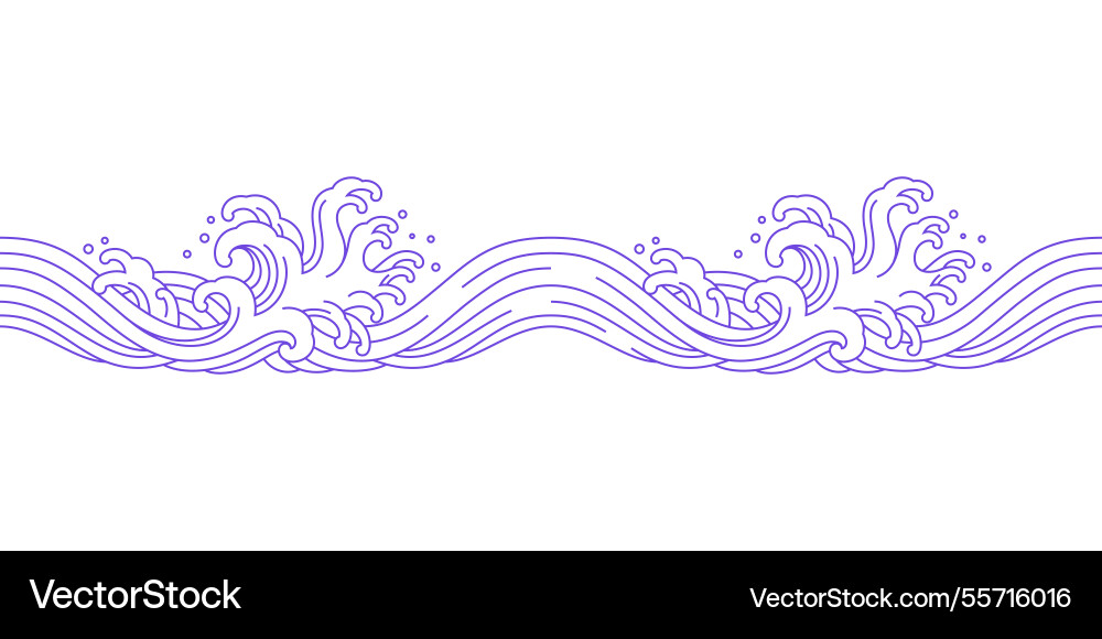 Japanese sea wave seamless pattern hand drawn Japanese sea wave seamless pattern hand drawn vector image