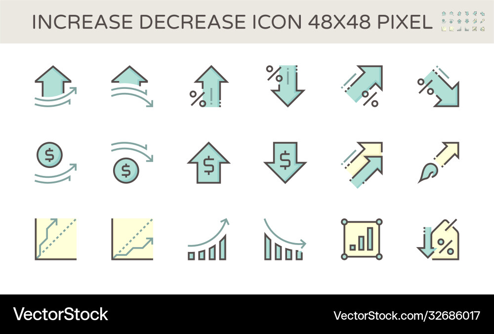 Increase Decrease Arrow Icon Set Vector Image