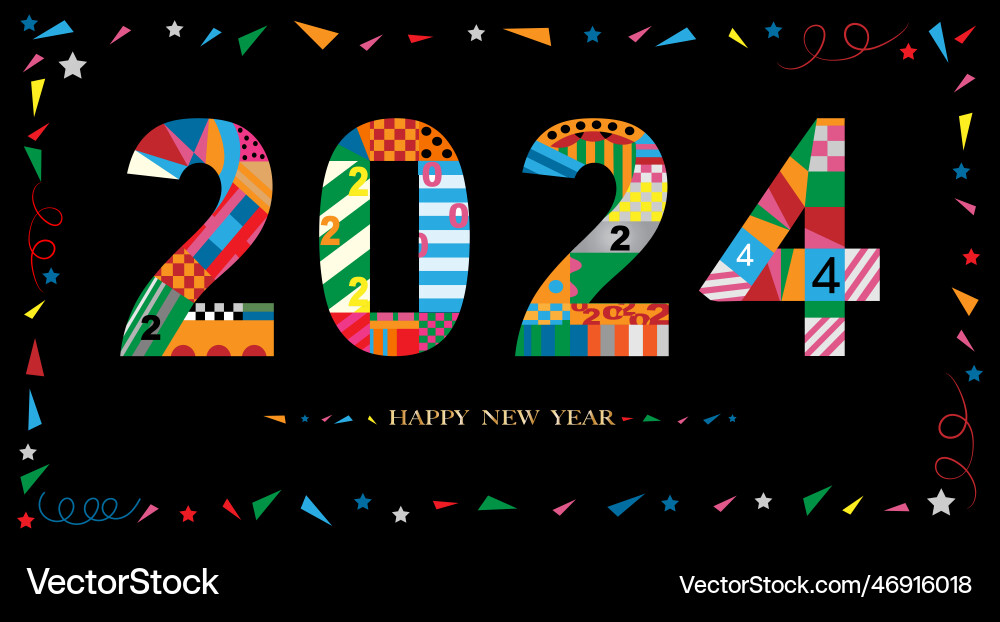 2024 typography text font in colourful 2024 typography text font in colourful vector image