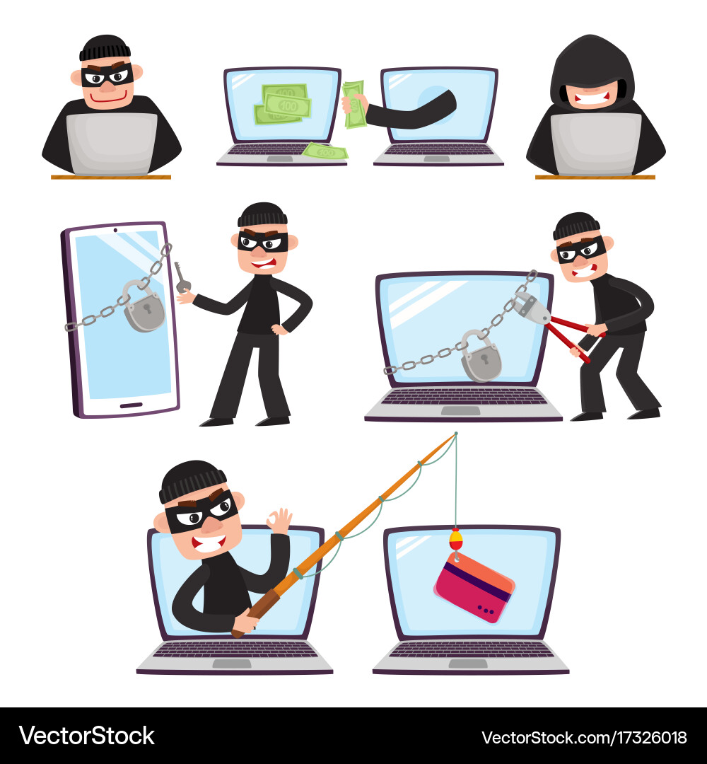 Cybercrime: Hacker Stealing Data vector image