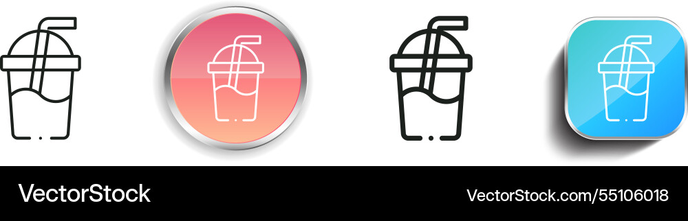 Ice tea icon thin linear regular and button style Vector Image