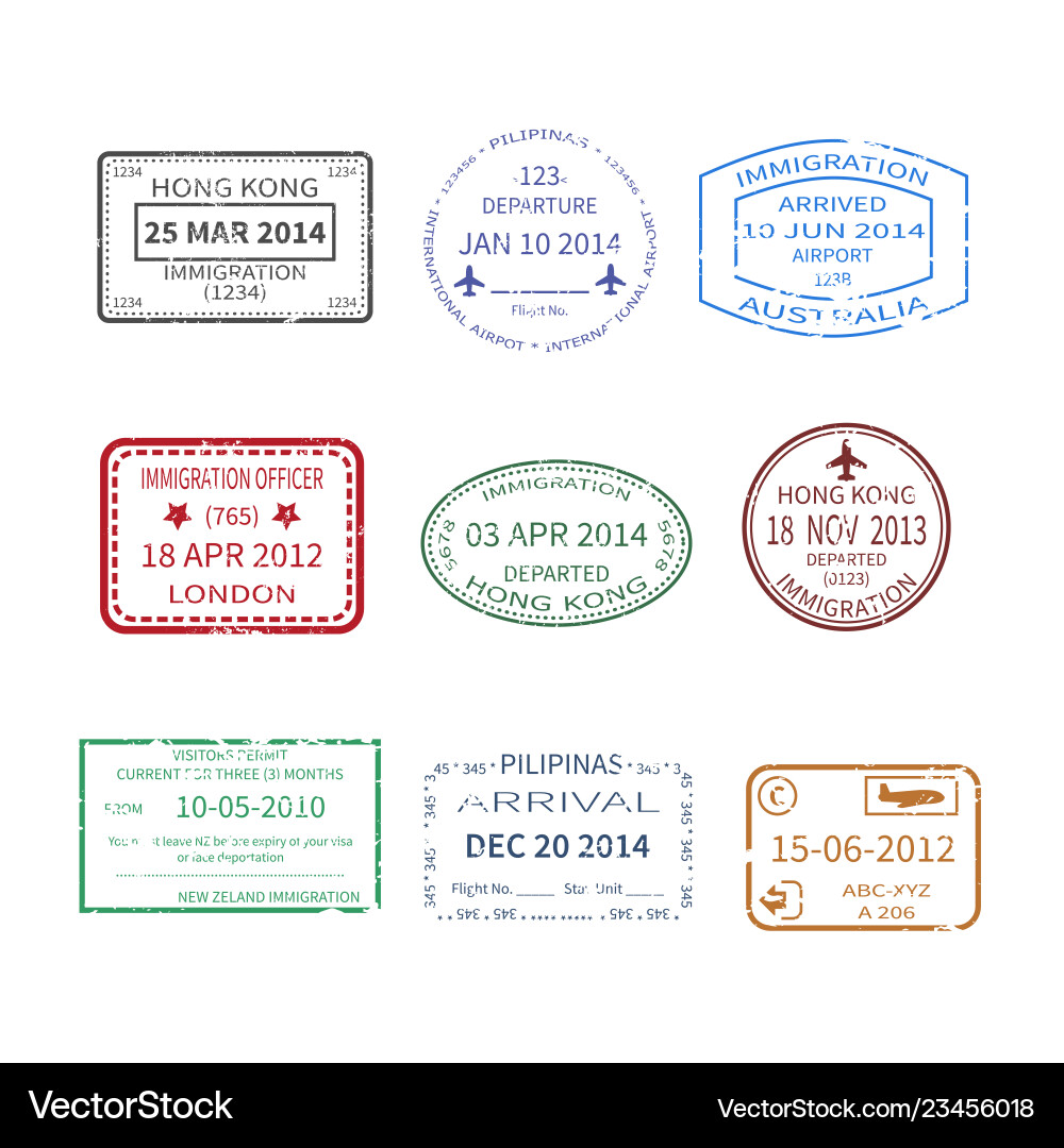 International travel visa stamps set International travel visa stamps set vector image