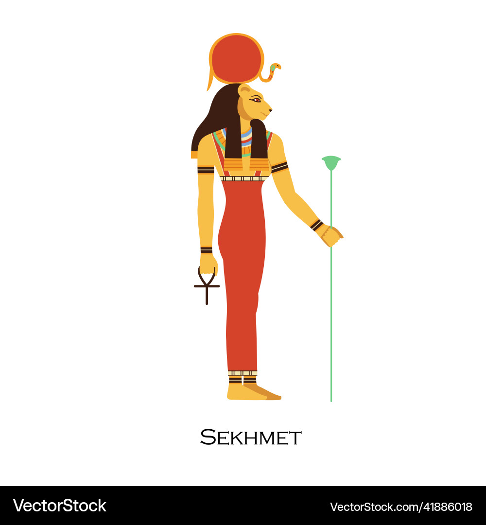 Sekhmet ancient egyptian goddess with lioness Sekhmet ancient egyptian goddess with lioness vector image