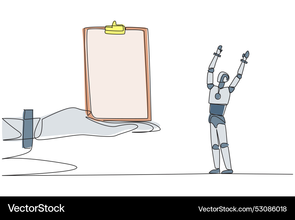 Single continuous line drawing a smart robot Single continuous line drawing a smart robot Vector Image