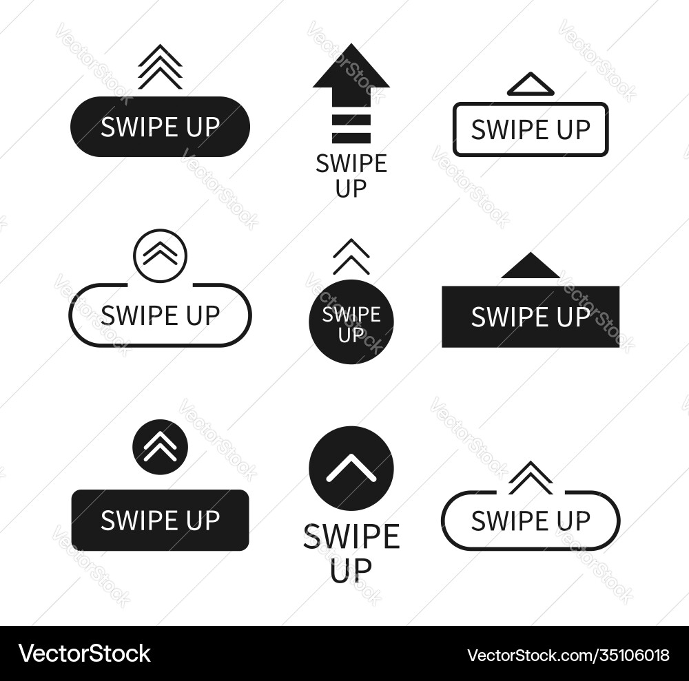 Swipe up icon arrows with buttons slide in story vector image