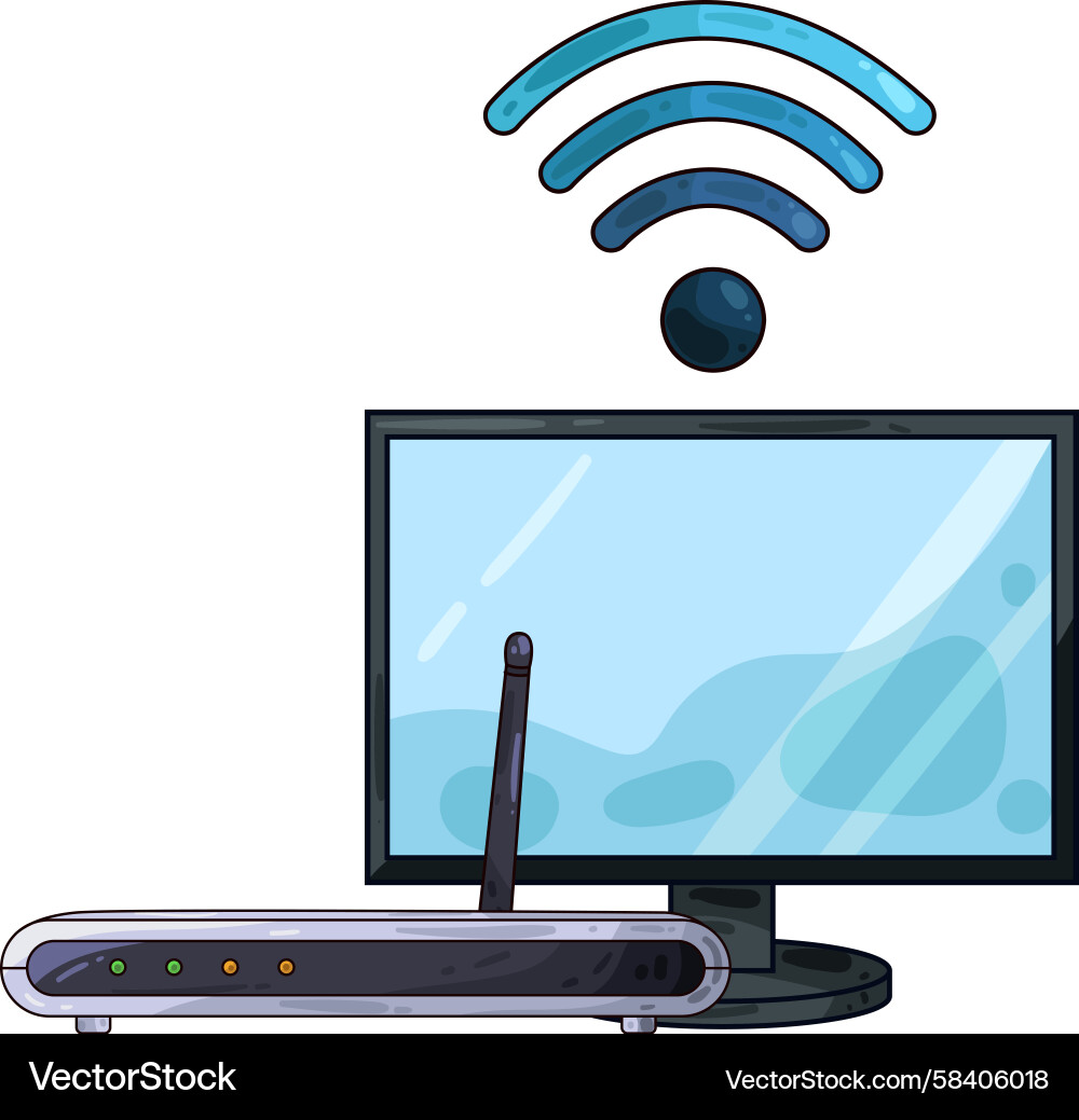 WiFi Router and Computer Connection Vector Image