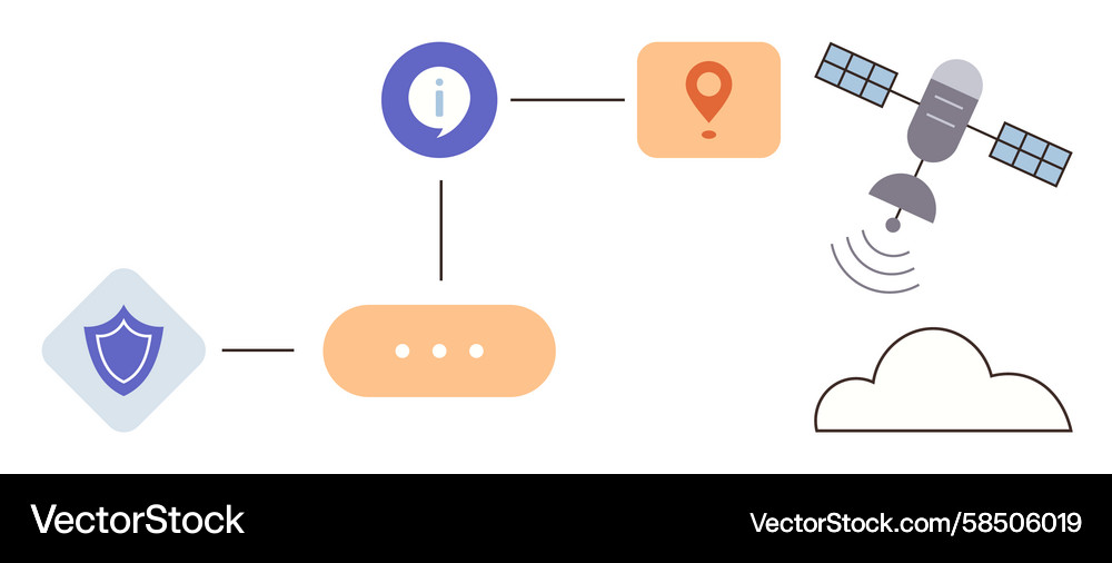 Data Flow & Security Network Visualization Vector Image