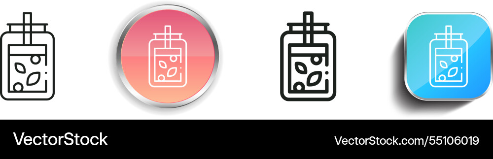 Ice tea icon thin linear regular and button style vector image