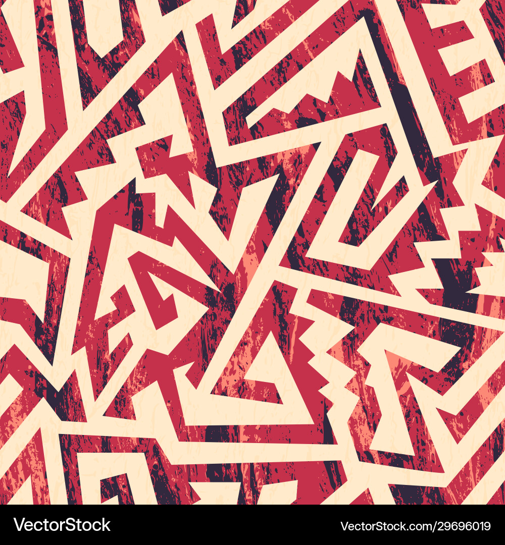 Red grunge tribal seamless pattern