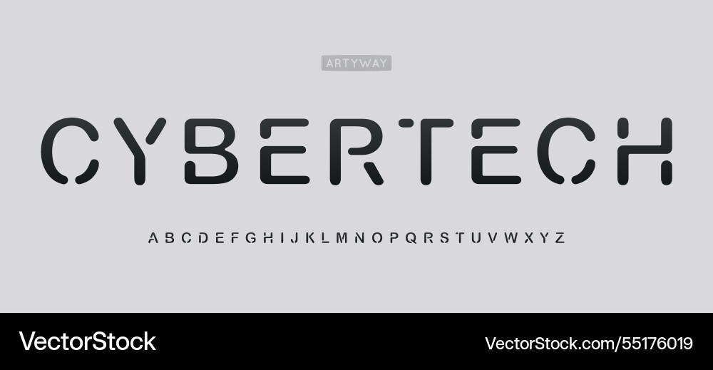 Stencil cyber tech alphabet modern futuristic Stencil cyber tech alphabet modern futuristic Vector Image