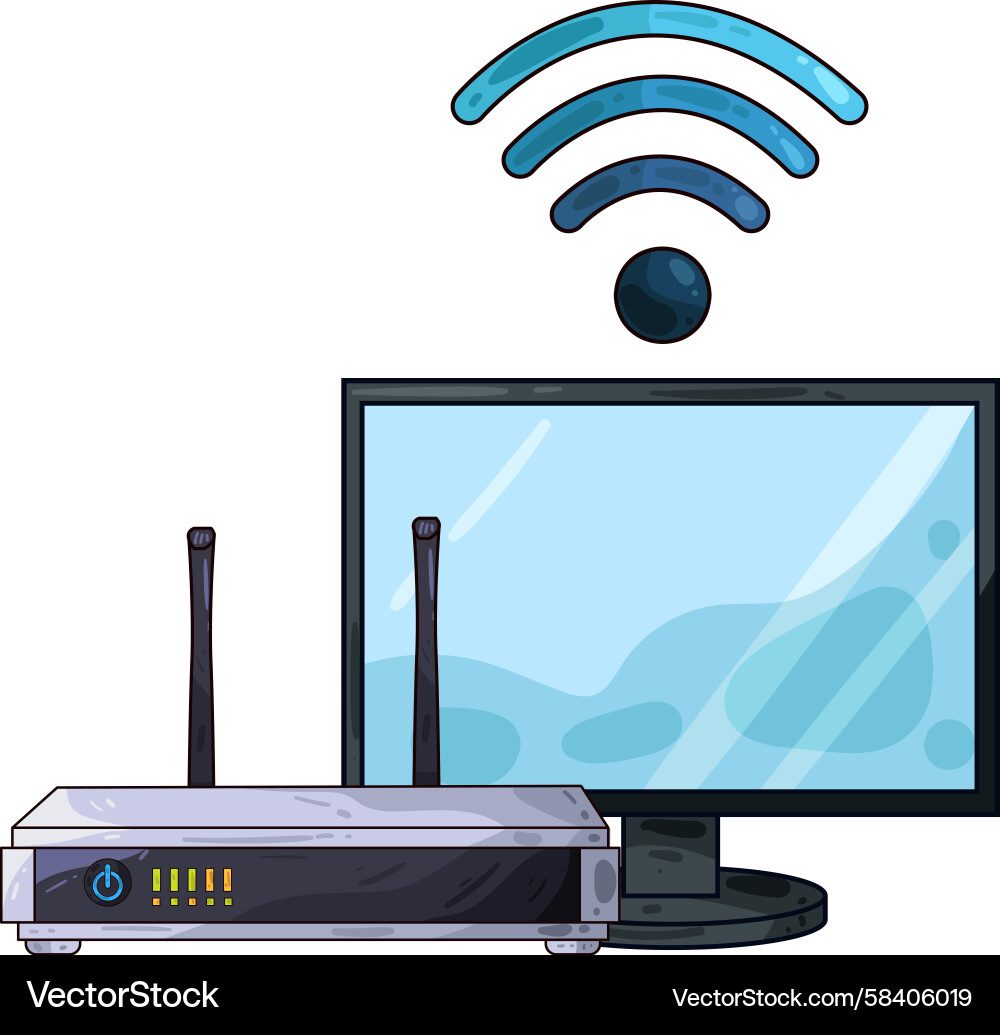 WiFi Router and Computer Connection Vector Image