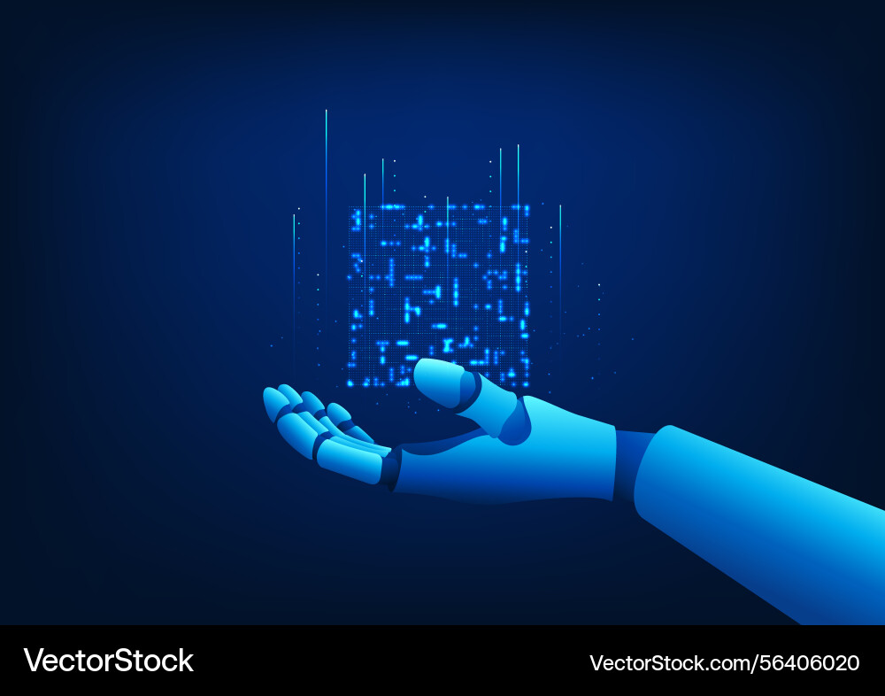 Ai holding a processing box representing the data Vector Image