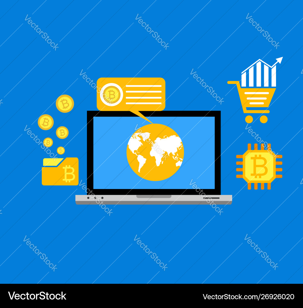 Blockchain scheme mining crypto currency server Blockchain scheme mining crypto currency server vector image