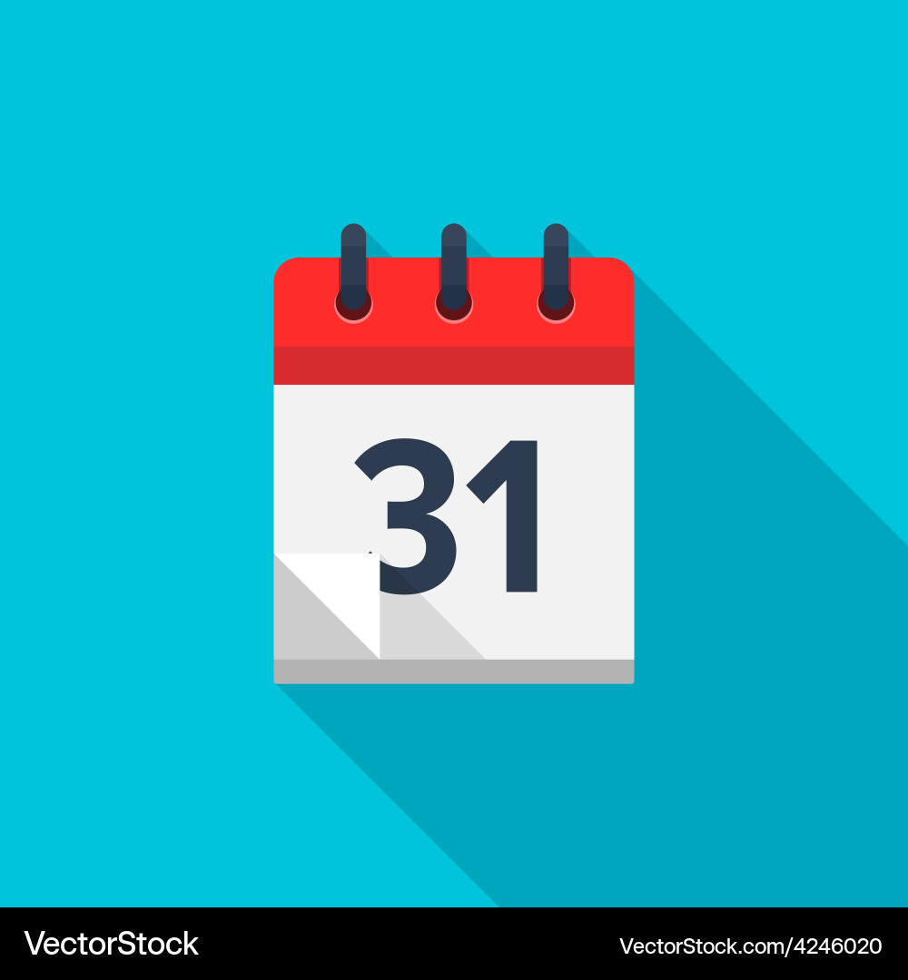 Flat calendar icon date and time background vector image