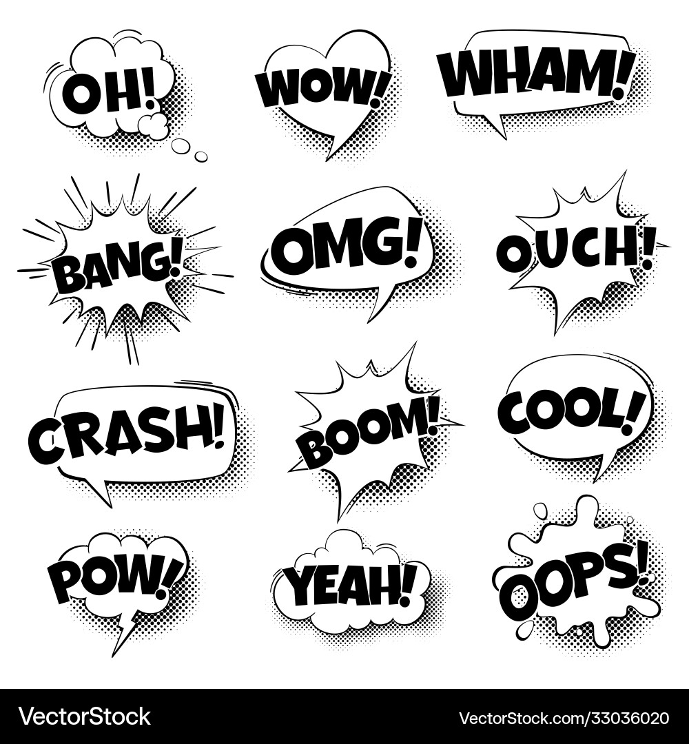 Pop art comic speech bubbles retro cartoon Pop art comic speech bubbles retro cartoon vector image