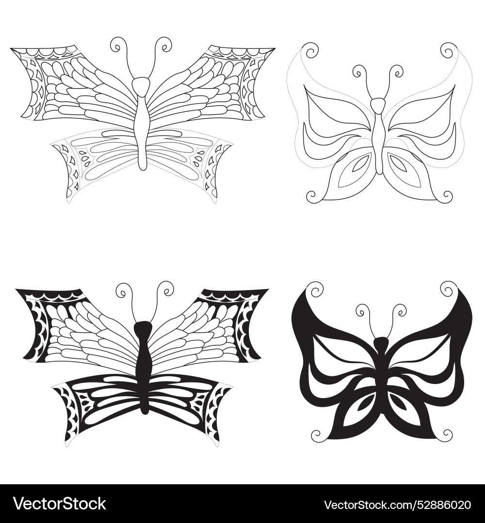 Simple butterflies small set in two styles Vector Image