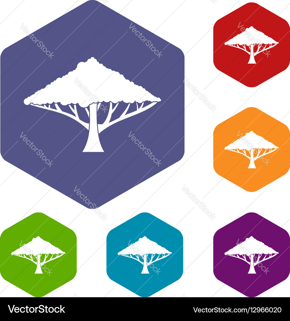 Tree with a spreading crown icons set Vector Image