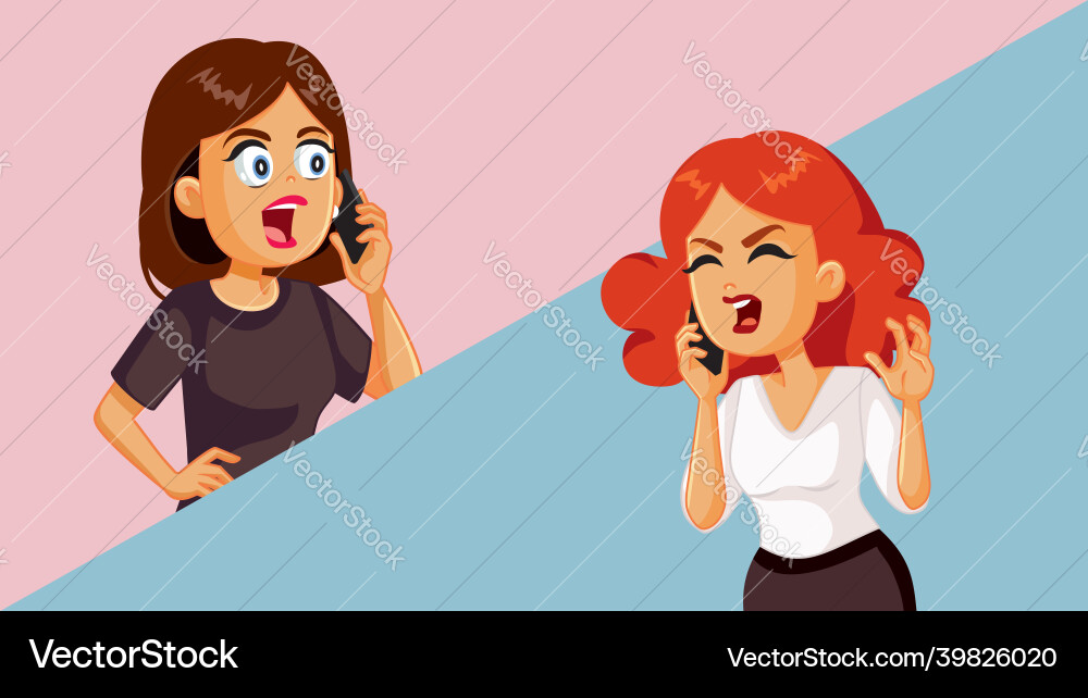 Women arguing over the phone cartoon vector image