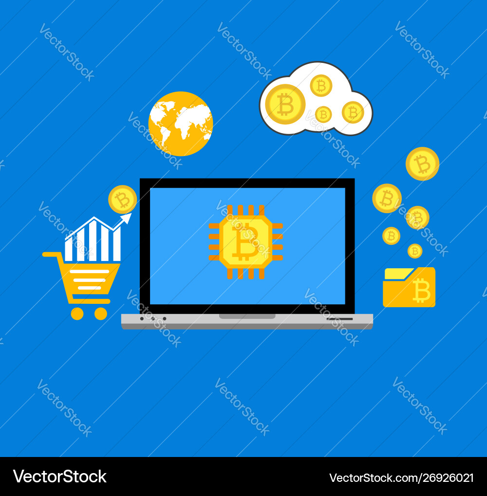 Blockchain scheme mining crypto currency server Blockchain scheme mining crypto currency server vector image