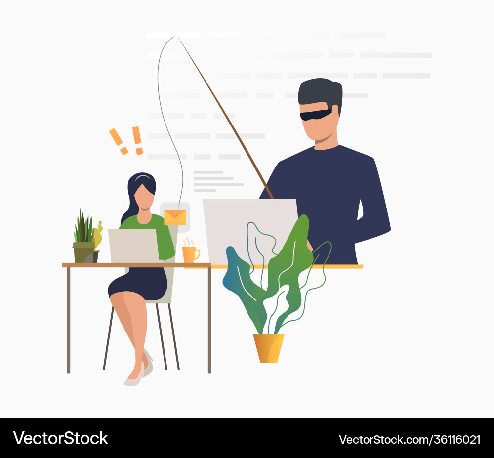 Cyber criminal hacking into email server vector image