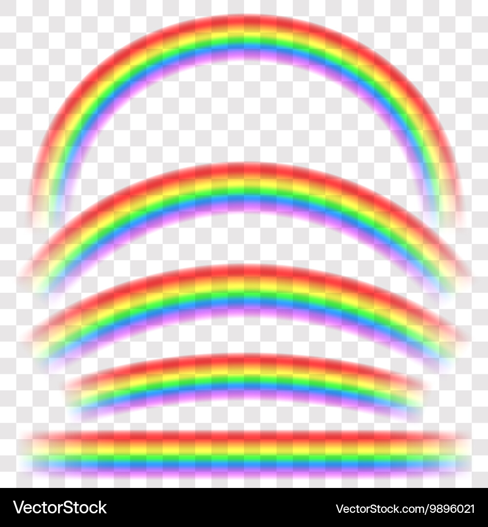 Rainbows in different shape realistic set Vector Image