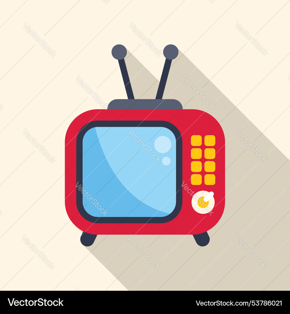 Red retro tv set with antennae displaying empty Vector Image