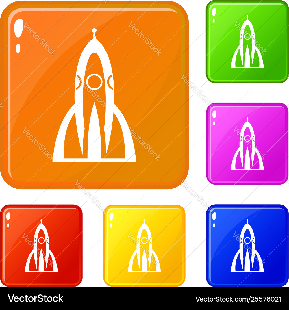 Rocket icons set color Rocket icons set color vector image