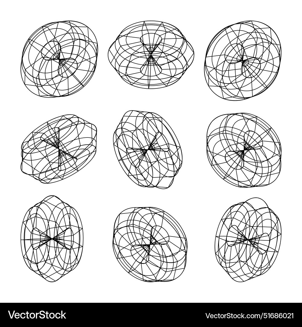Wireframe lined shapes perspective mesh 3d grid Wireframe lined shapes perspective mesh 3d grid Vector Image