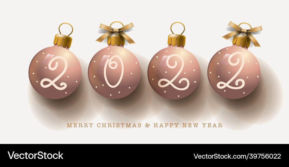 2022 happy new year golden pink bauble 2022 happy new year golden pink bauble vector image