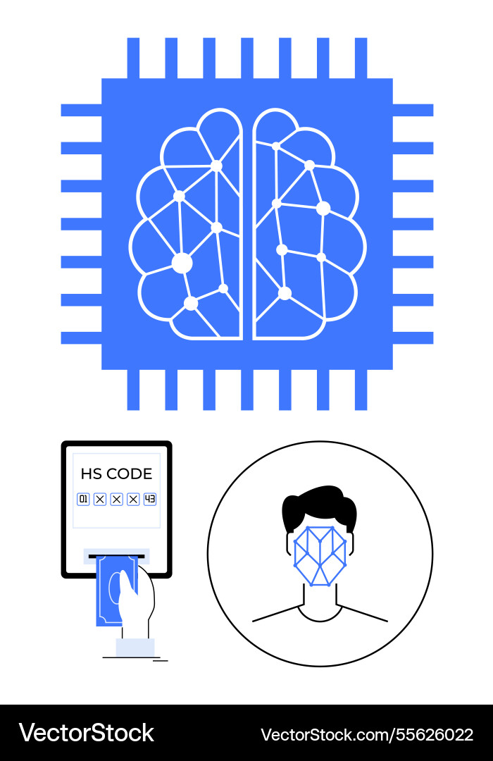 Ai-driven technologies microchip brain facial Ai-driven technologies microchip brain facial vector image