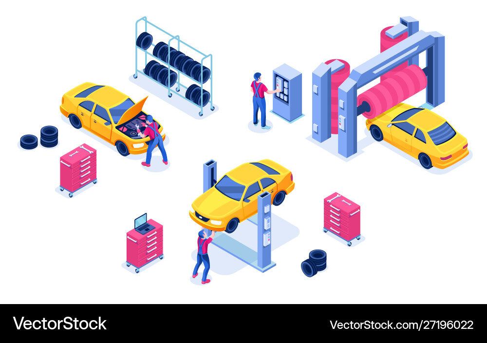 Auto Service Auto Wartung Garage Ersatzwechsel Auto Service Auto Wartung Garage Ersatzwechsel vektorbild