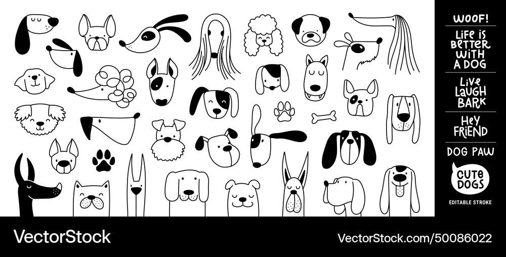 Cartoon Dog Faces Collection vector image