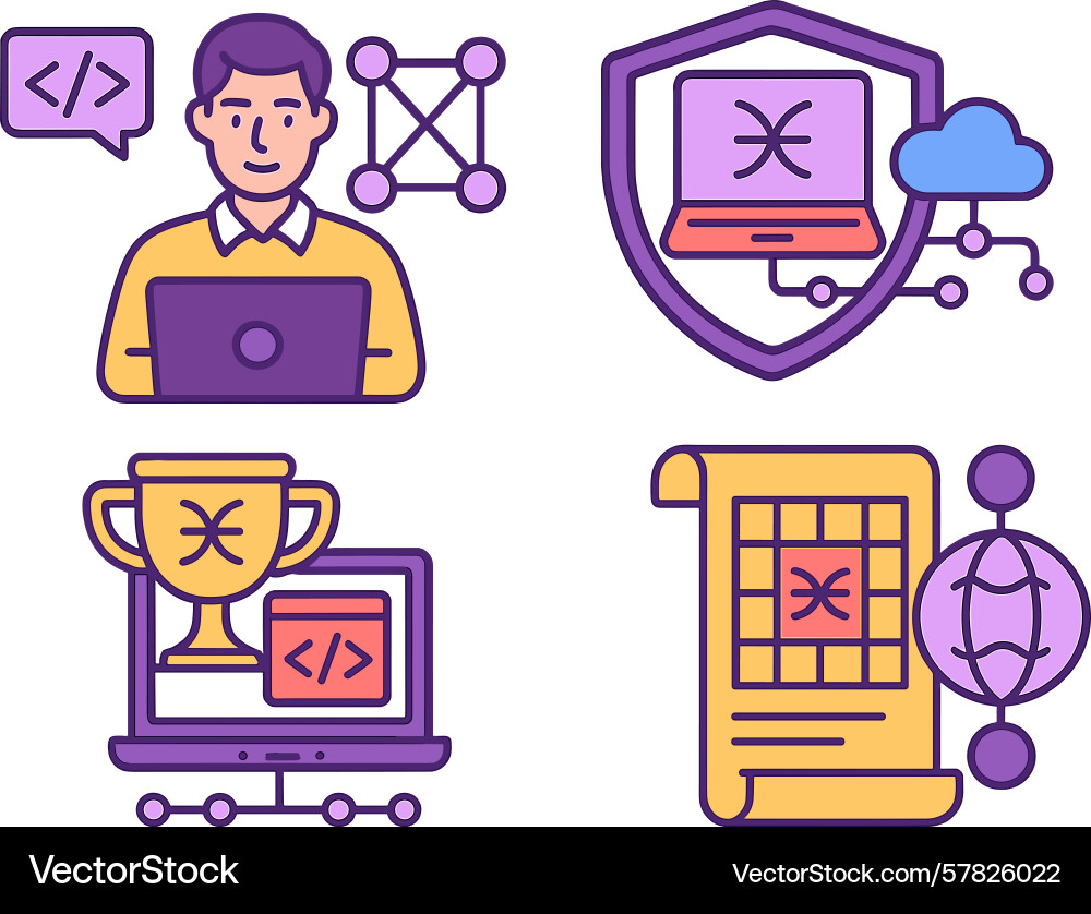 Creative coding elements showcased through lively vector image