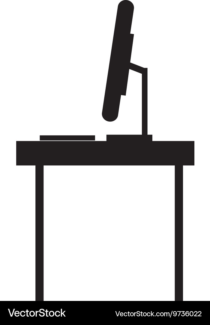 Desk with computer profile icon Vector Image