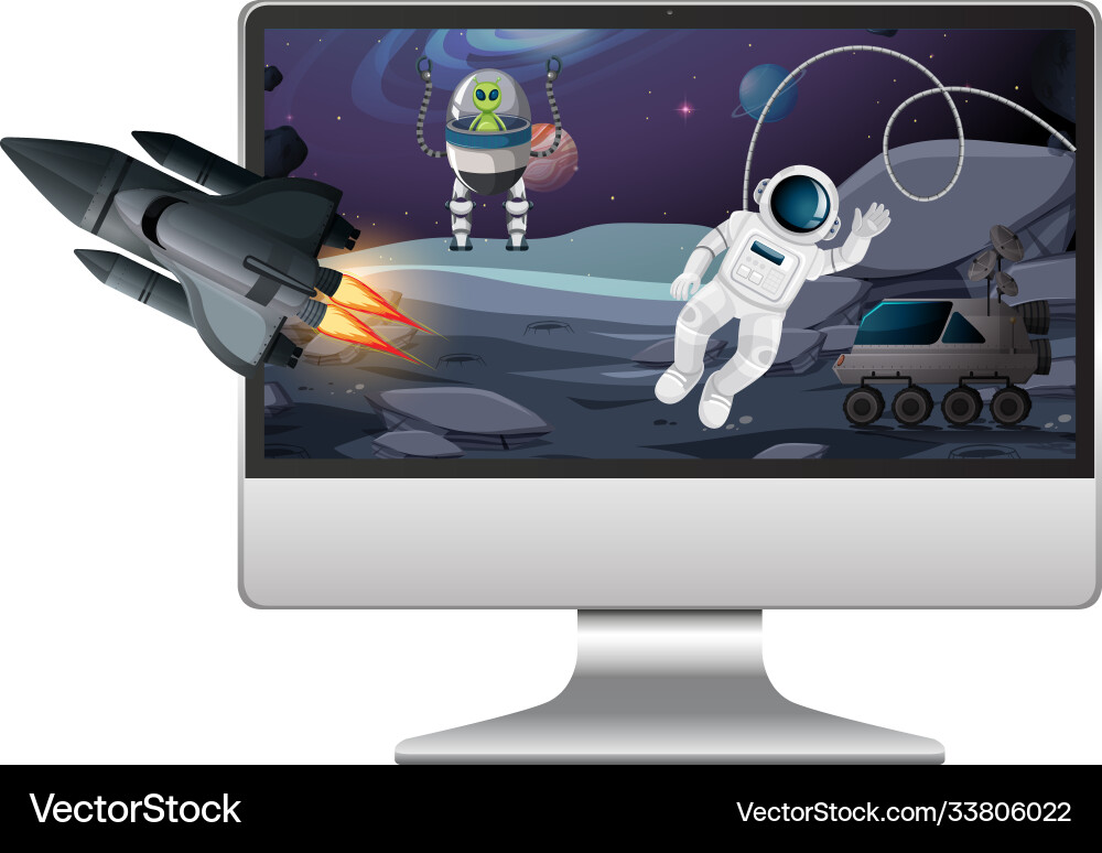 Galaxy background on computer screen Vector Image