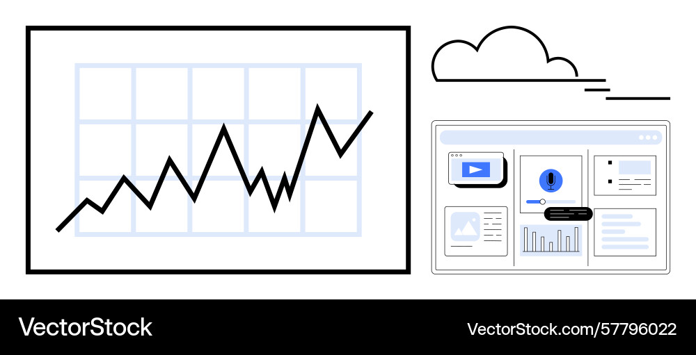 Growth chart and analytics dashboard representing Growth chart and analytics dashboard representing Vector Image