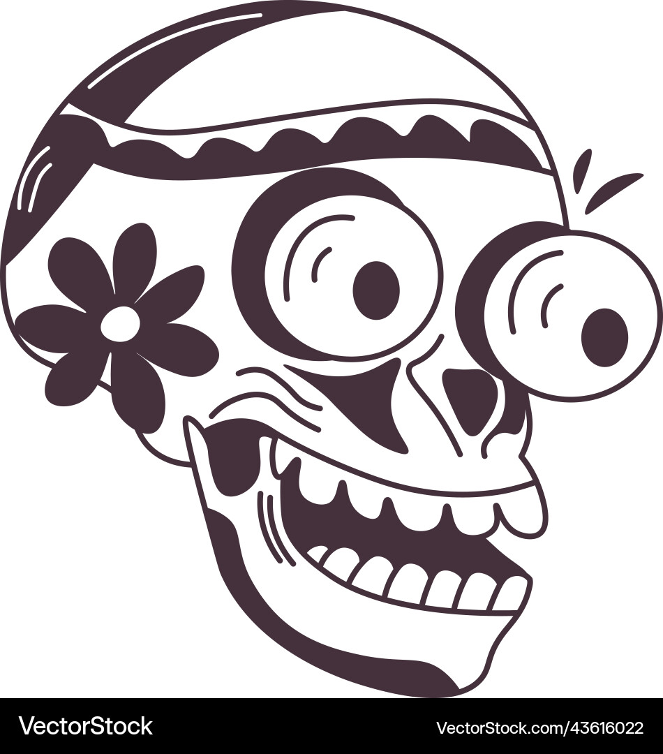 Skeleton character skull with shocked expression vector image