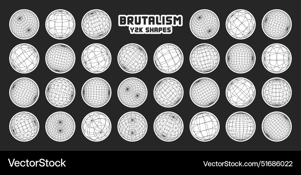 Wireframe shapes lined sphere perspective mesh Wireframe shapes lined sphere perspective mesh vector image