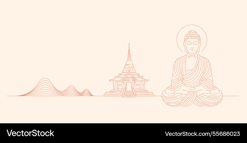 Buddha purnima vesak Tag minimalistisch linear Buddha purnima vesak Tag minimalistisch linear vektorbild