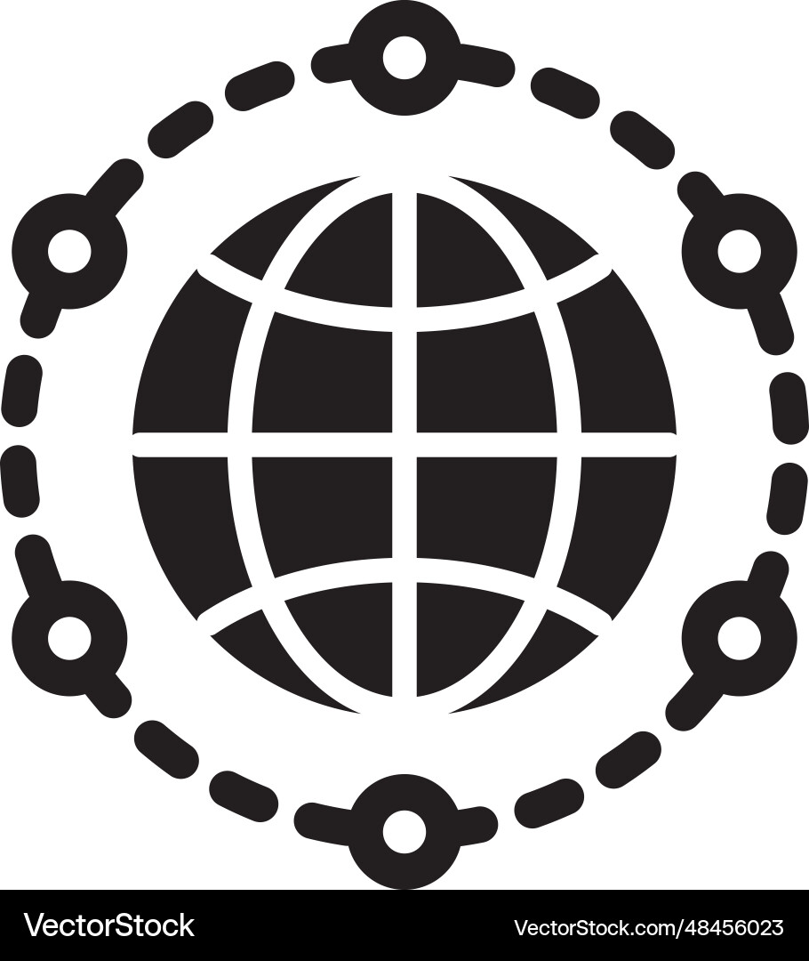 Communication around world line icon global Communication around world line icon global vector image