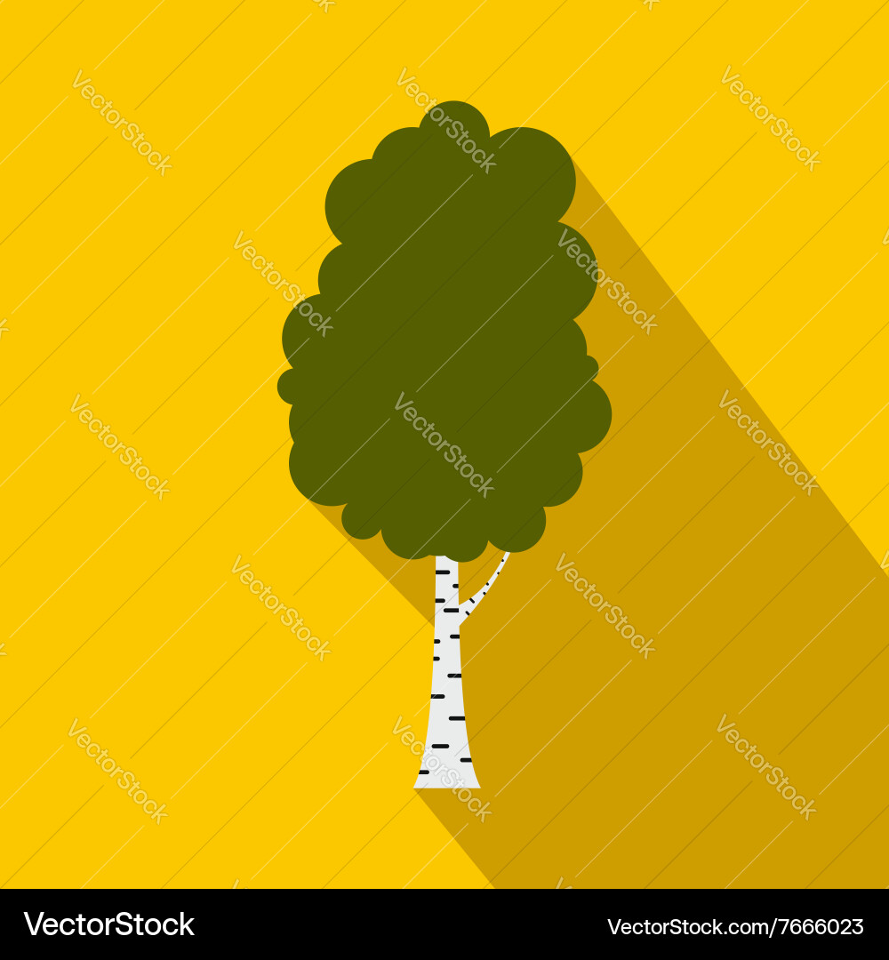 Flat Style Birch Tree Icon Royalty Free Vector Image