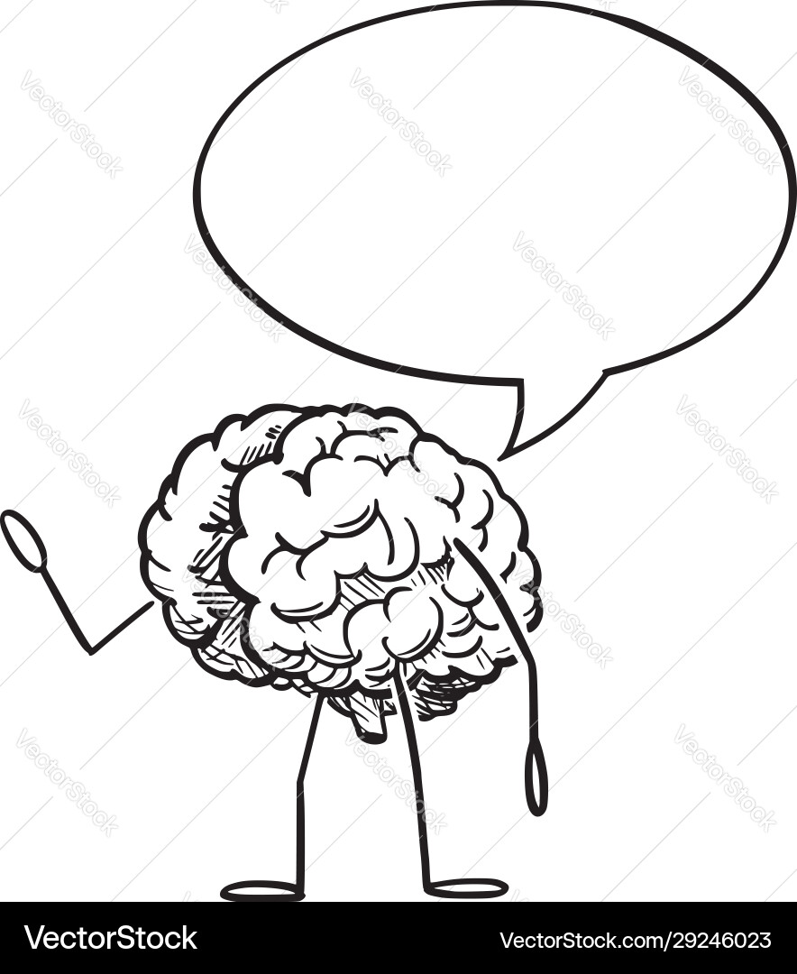 Human brain cartoon character with speech bubble Human brain cartoon character with speech bubble vector image