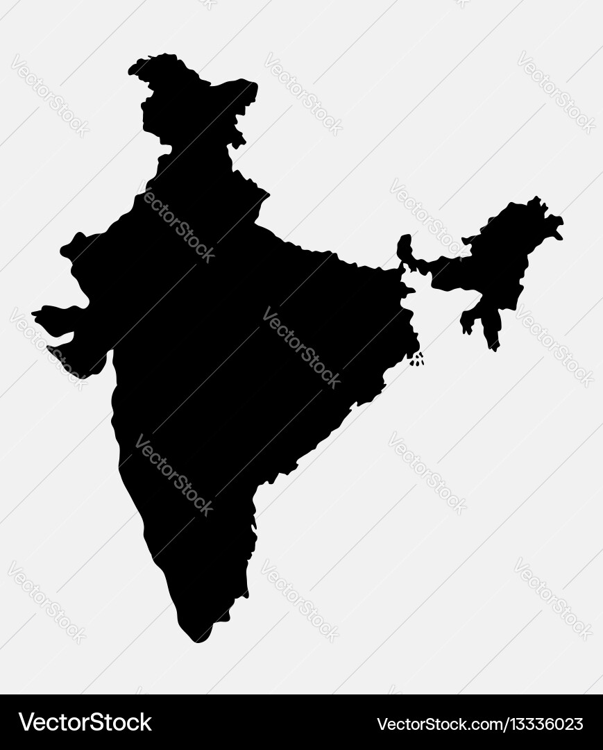 India island map silhouette vector image