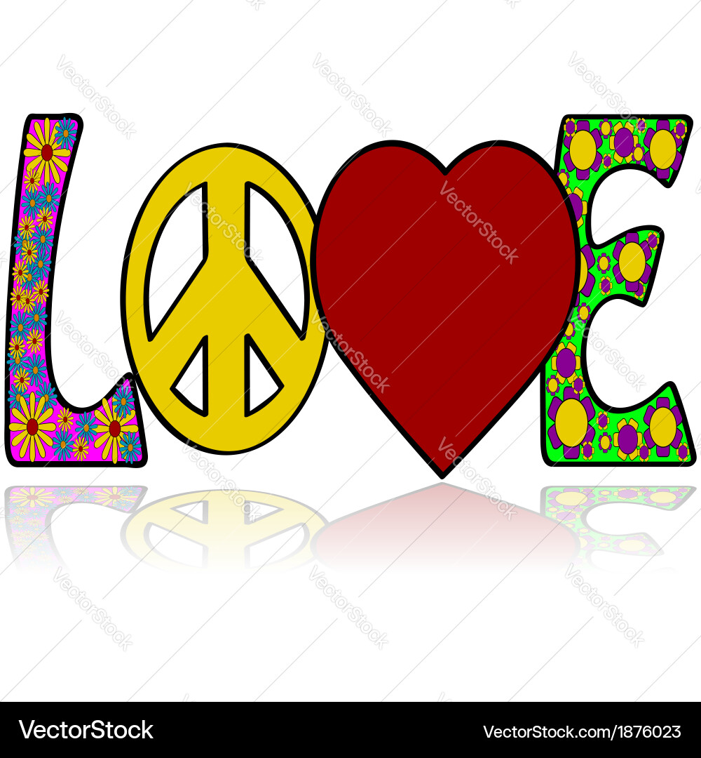 Psychedelic Love: 1960s Concept Vector Image