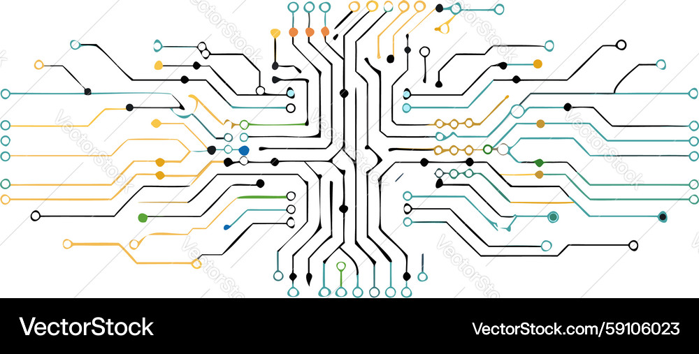 Quantum Data Flow Network Vector Image