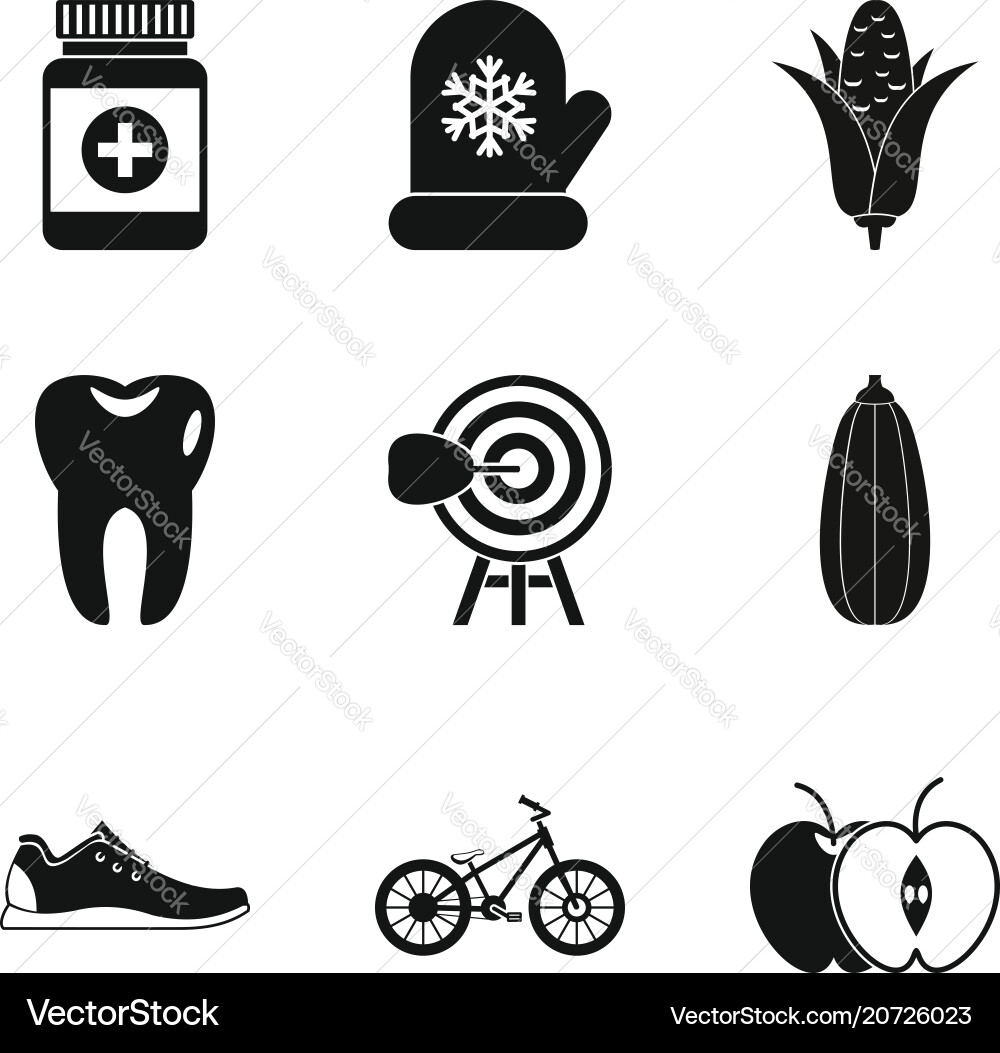 Wellness program icons set simple style Wellness program icons set simple style vector image