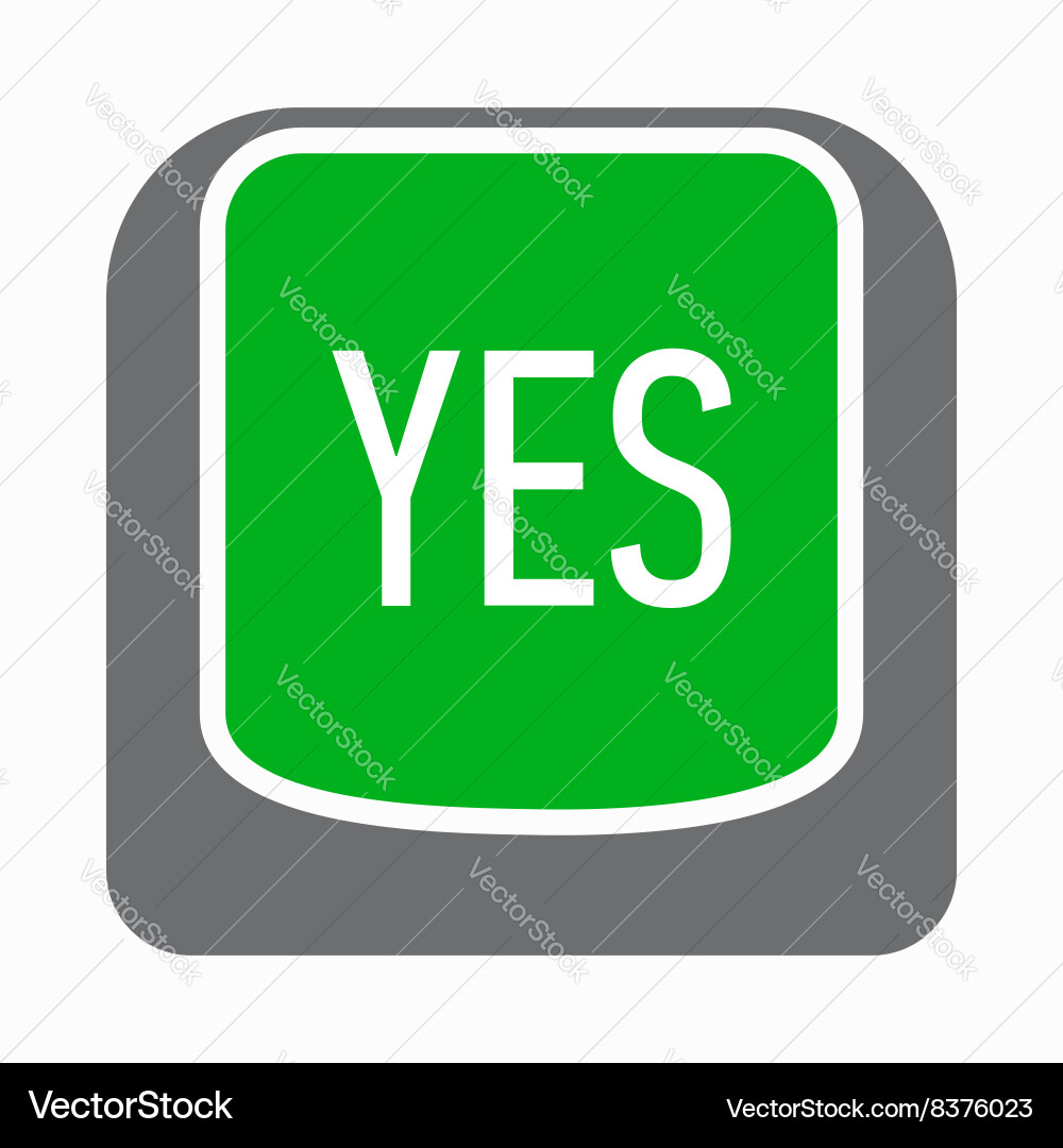 Yes green button icon simple style Vector Image