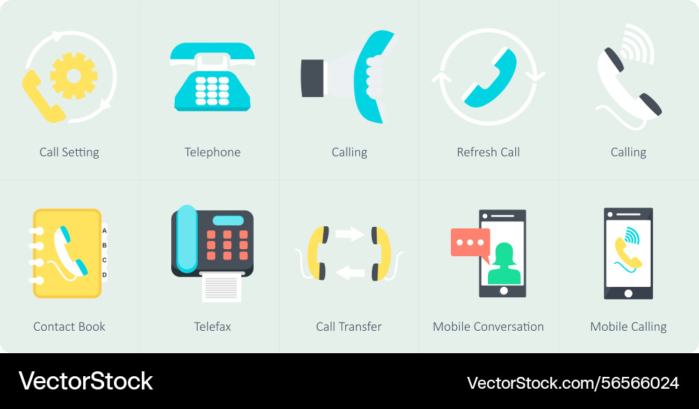 A set of 10 communication icons as call setting Vector Image