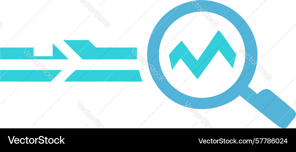 Data flow search icon for real-time analytics vector image