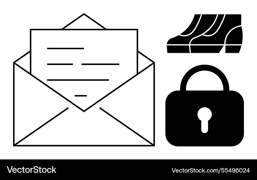 Email communication security featuring an envelope Email communication security featuring an envelope vector image